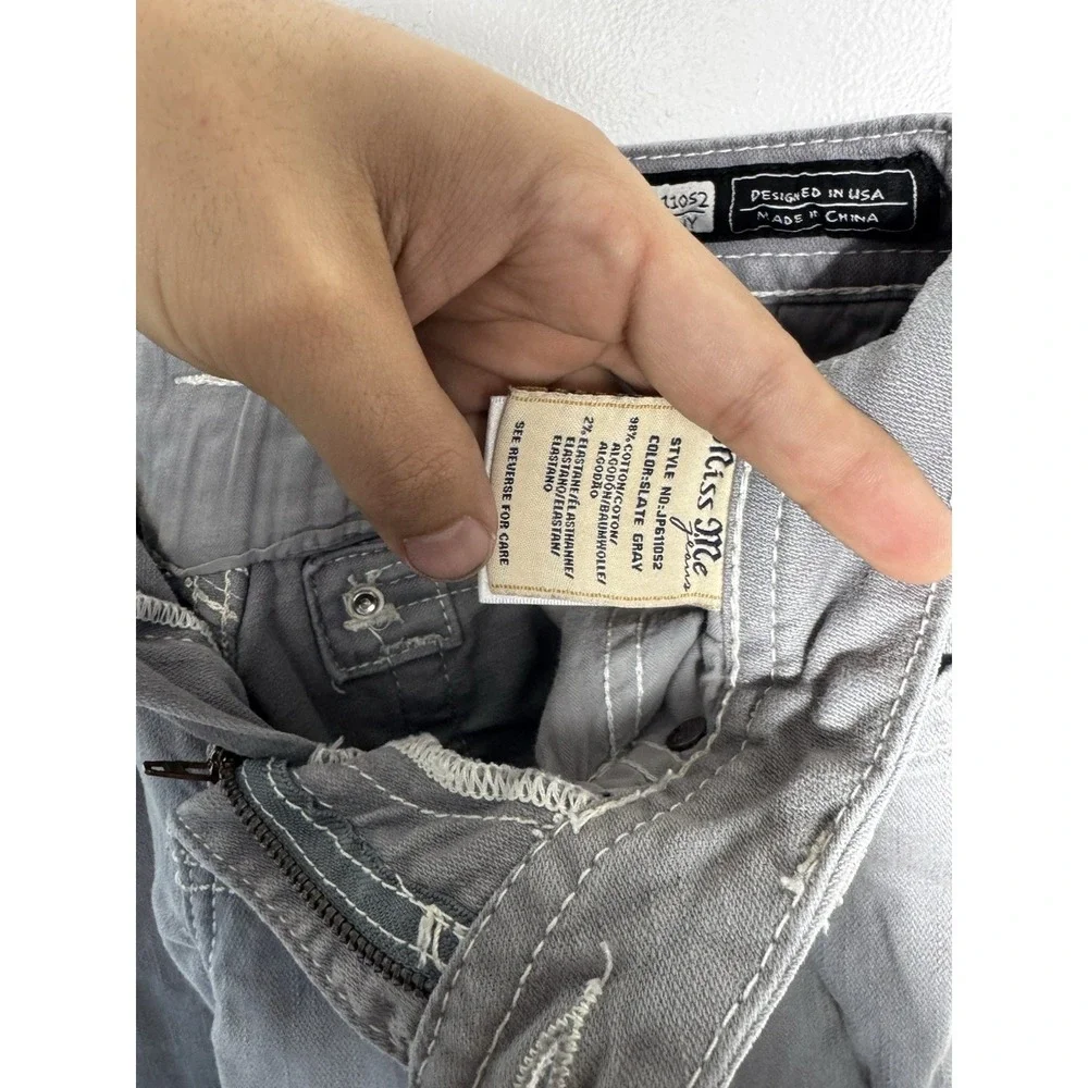 Miss Me Womens Skinny Jeans Size 28 Grey Cross Angel Wings Rhinestone JP5558S5 - Picture 6 of 12